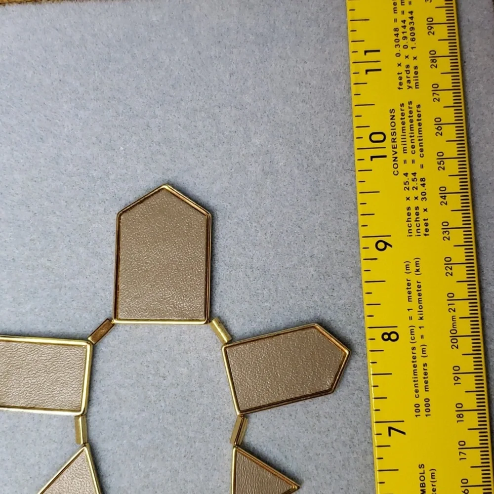 House of Harlow 1960 Geometric 5 Station Statement Necklace Goldtone Leather